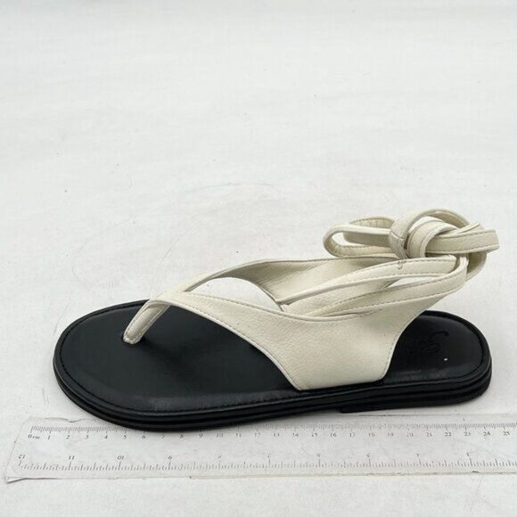 FOWT Women Split Round Toe Sandals Lace up Strappy Flats Casual Summer White - Picture 2 of 8